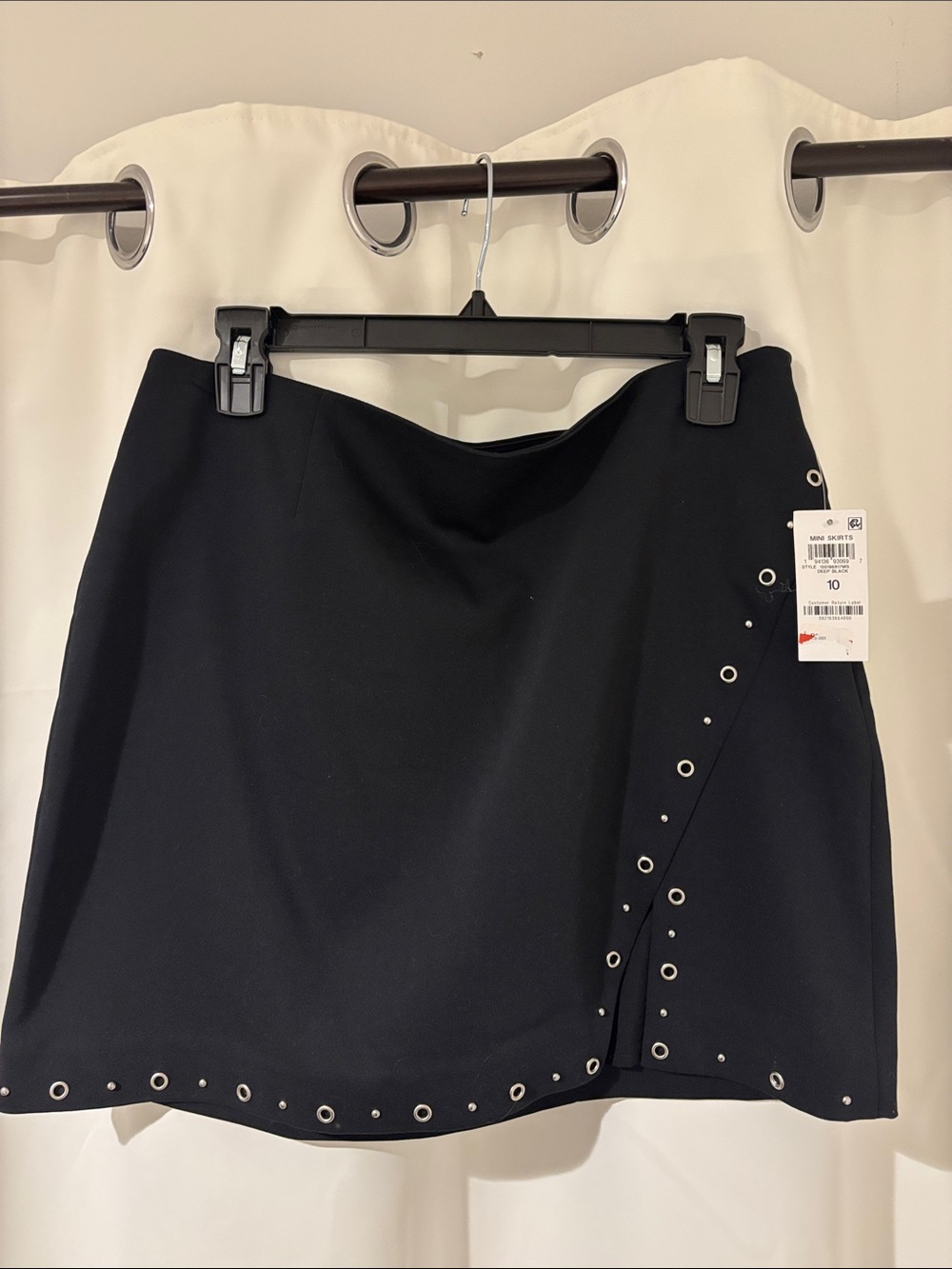 Bar III Black Eyelet-Trim Mini Skirt